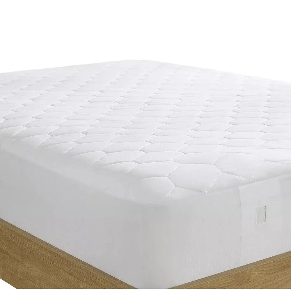 Serta Cotton Rich Queen Heated Mattress Pad Deep Fit, 5 Settings + 2 Controllers